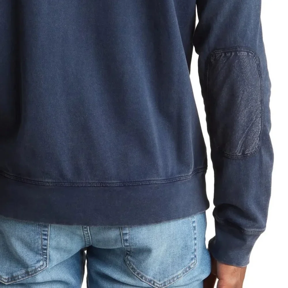 John Varvatos Men's Long Sleeve Darien Peace Sign Crew Sweatshirt Navy - Picture 4 of 5